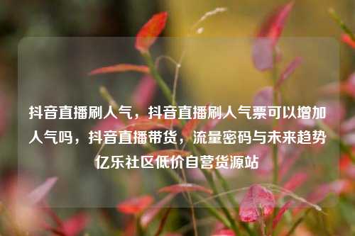 抖音直播刷人气，抖音直播刷人气票可以增加人气吗	，抖音直播带货，流量密码与未来趋势亿乐社区低价自营货源站  第1张