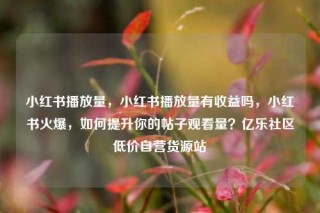 小红书播放量，小红书播放量有收益吗，小红书火爆，如何提升你的帖子观看量？亿乐社区低价自营货源站