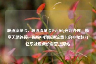 联通流量卡，联通流量卡19元200g官方办理，畅享无限连接—揭秘中国联通流量卡的神秘魅力亿乐社区低价自营货源站