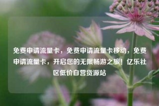免费申请流量卡，免费申请流量卡移动，免费申请流量卡，开启您的无限畅游之旅！亿乐社区低价自营货源站