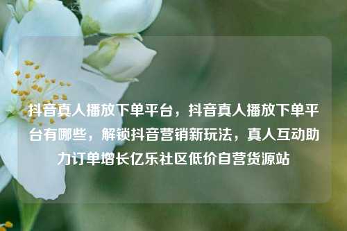 抖音真人播放下单平台，抖音真人播放下单平台有哪些，解锁抖音营销新玩法，真人互动助力订单增长亿乐社区低价自营货源站  第1张