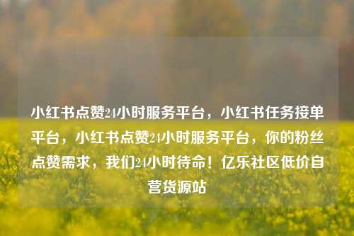 小红书点赞24小时服务平台，小红书任务接单平台	，小红书点赞24小时服务平台，你的粉丝点赞需求，我们24小时待命！亿乐社区低价自营货源站  第1张