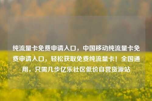 纯流量卡免费申请入口，中国移动纯流量卡免费申请入口	，轻松获取免费纯流量卡！全国通用，只需几步亿乐社区低价自营货源站  第1张