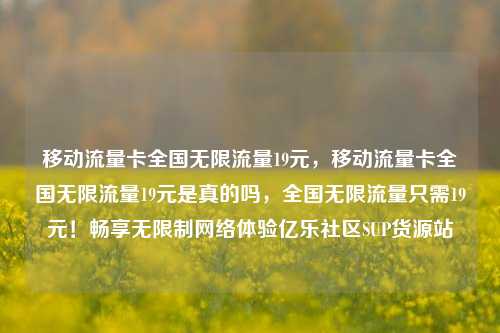 移动流量卡全国无限流量19元	，移动流量卡全国无限流量19元是真的吗，全国无限流量只需19元！畅享无限制网络体验亿乐社区SUP货源站  第1张