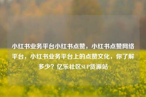 小红书业务平台小红书点赞	，小红书点赞网络平台，小红书业务平台上的点赞文化，你了解多少？亿乐社区SUP货源站  第1张
